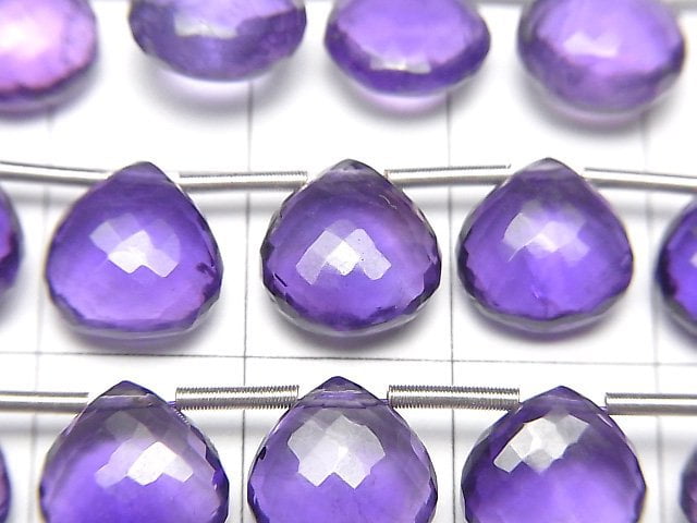 [Video] MicroCut High Quality Amethyst AAA Chestnut Faceted Briolette 1strand (8pcs )