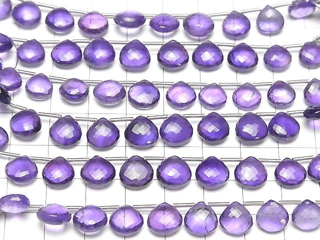 [Video] MicroCut High Quality Amethyst AAA Chestnut Faceted Briolette 1strand (8pcs )