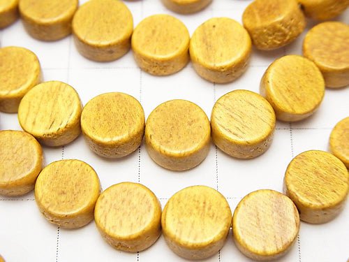 1strand $2.79! Wood Beads (Yellow) Coin 8x8x5mm 1strand beads (aprx.15inch / 37cm)