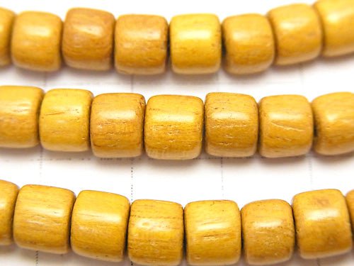 1strand $2.79! Wood Beads (Yellow) Tube (Roundel) 7x7x5mm 1strand beads (aprx.15inch / 38cm)