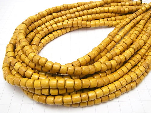 Yellow Wood Beads, Rondelle (Heishi), 7x7x5mm, 1-strand, approximately 15 inches/38 cm