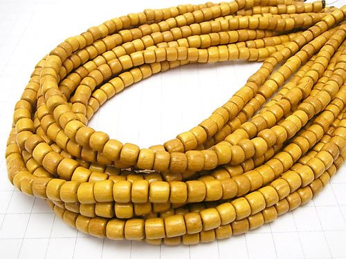 1strand $2.79! Wood Beads (Yellow) Tube (Roundel) 7x7x5mm 1strand beads (aprx.15inch / 38cm)