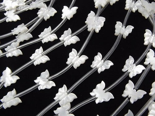 High Quality Mother of Pearl MOP AAA White Butterfly Shape half or 1strand (Approx 12pcs)