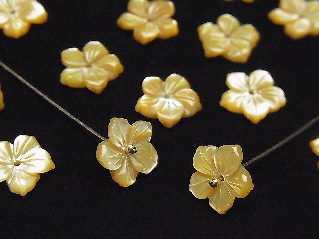 [Video] High-Quality Yellow Shell AAA Flower [6mm][8mm][10mm] Center Hole 4pcs