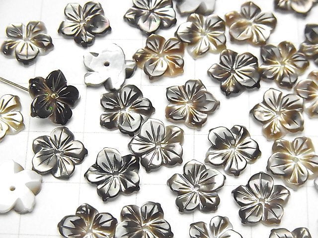 [Video] High Quality Black Shell (Black-lip Oyster) AAA Flower [8mm][10mm][12mm][14mm] Center Hole 4pcs