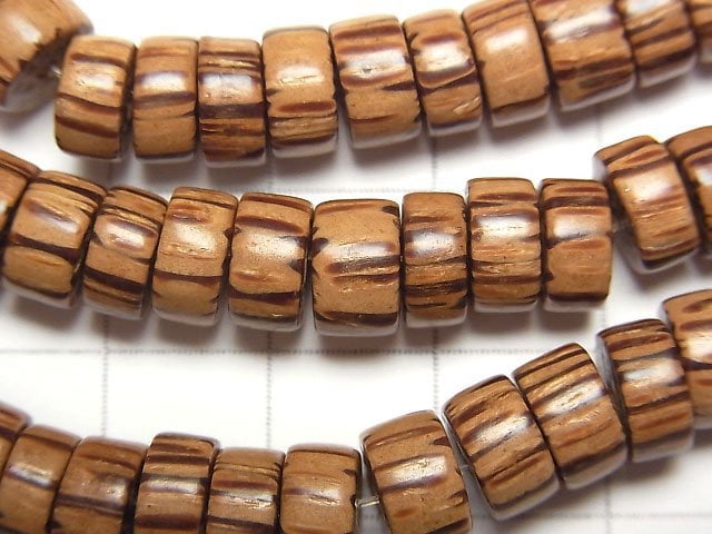 1strand $3.79! Palm Wood Roundel (Tube) 8x8x4mm 1strand beads (aprx.15inch / 38cm)