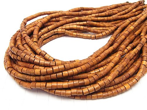 1strand $3.79! Bayon Wood Beads Rondelle (Tube) 5x5x3mm 1strand beads (aprx.15inch / 38cm)