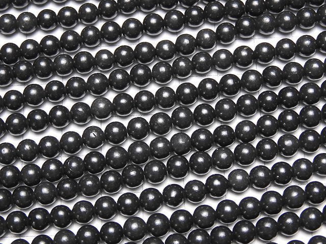 [Video] Russia Shungite AAA Round 6 mm 1 strand beads (aprx.15 inch / 36 cm)