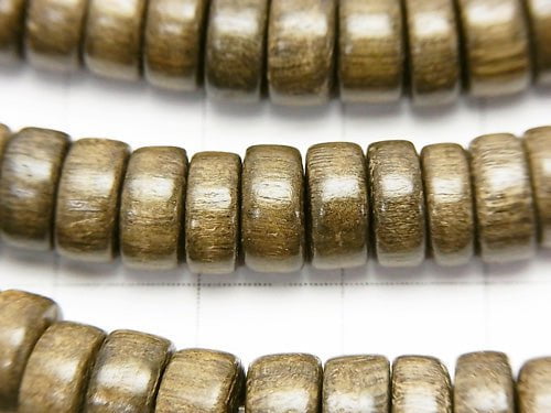 1strand $4.79! Gray Wood Roundel 8 x 8 x 4 mm 1strand beads (aprx.15 inch / 37 cm)