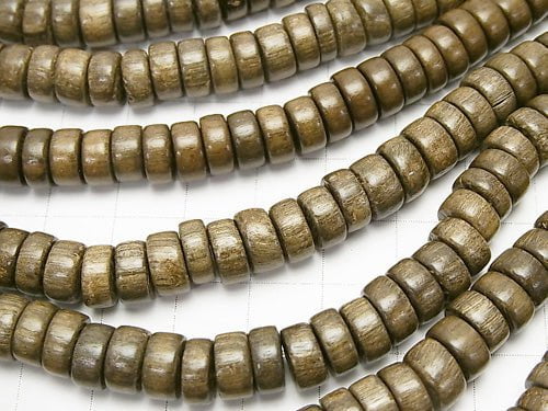 1strand $4.79! Gray Wood Roundel 8 x 8 x 4 mm 1strand beads (aprx.15 inch / 37 cm)