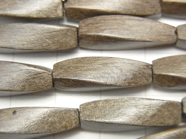 Gray Wood 4Faceted Twist Faceted Rice 20x6x6mm 1strand beads (aprx.15inch/38cm)