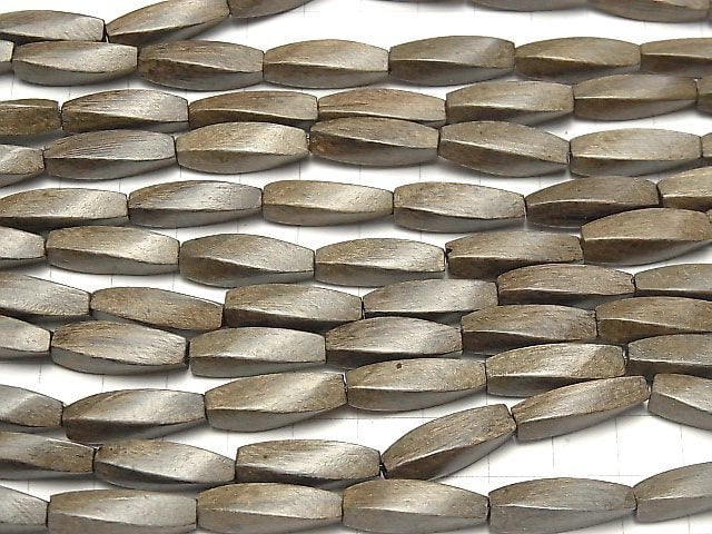 Gray Wood 4Faceted Twist Faceted Rice 20x6x6mm 1strand beads (aprx.15inch/38cm)