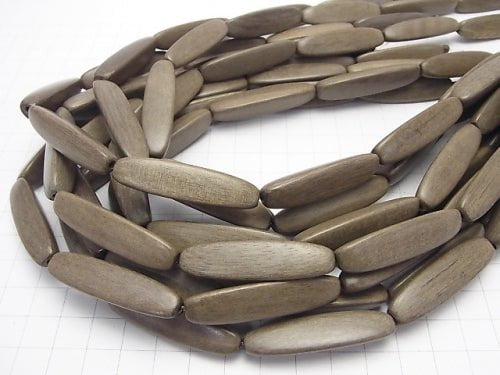 1strand $6.79! Gray Wood 3 Faceted Rice 40 x 10 x 10 mm 1strand beads (aprx.15 inch / 36 cm)