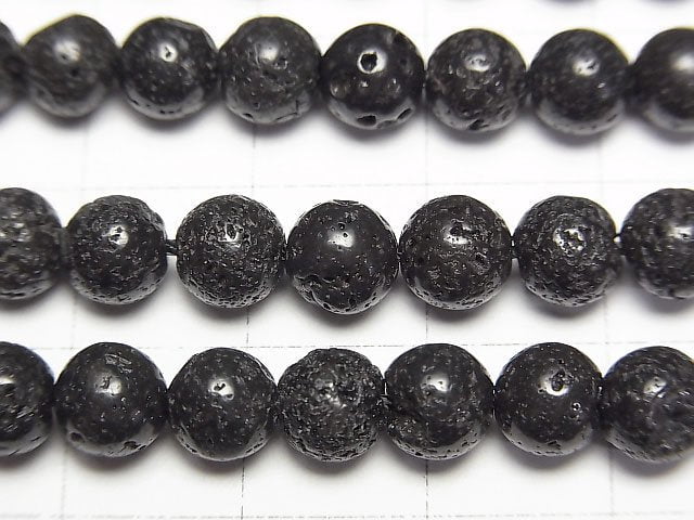 [World Heritage, Mt. Fuji ]  Mt.Fuji Lava AA ++ Round 6mm [Our Own Product] half or 1strand beads (aprx.15inch / 38cm)