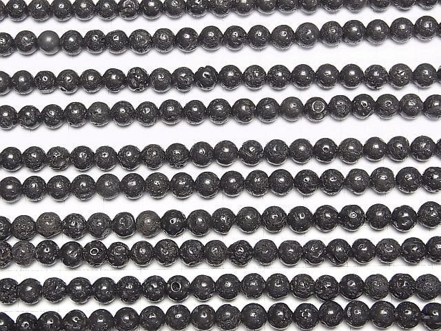 [World Heritage, Mt. Fuji ]  Mt.Fuji Lava AA ++ Round 6mm [Our Own Product] half or 1strand beads (aprx.15inch / 38cm)