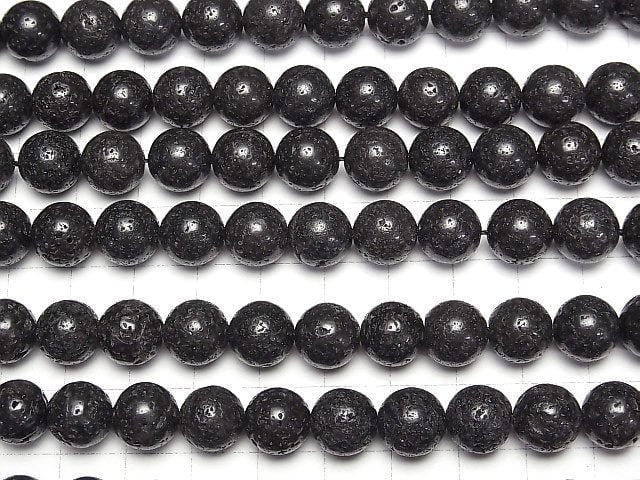 [World Heritage, Mt. Fuji ] Mt.Fuji Lava AA ++ Round 10mm [Our original] half or 1strand beads (aprx.15inch / 38cm)