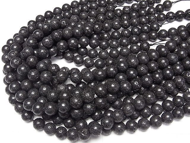 [World Heritage, Mt. Fuji ] Mt.Fuji Lava AA ++ Round 10mm [Our original] half or 1strand beads (aprx.15inch / 38cm)