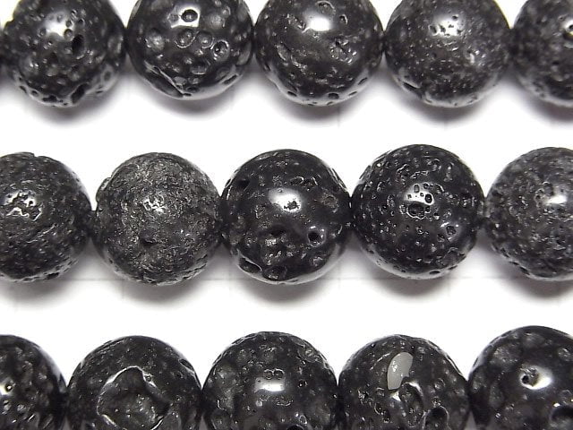 [World Heritage, Mt. Fuji ] Mt.Fuji Lava AA ++ Round 12mm [Our original] half or 1strand beads (aprx.15inch / 38cm)