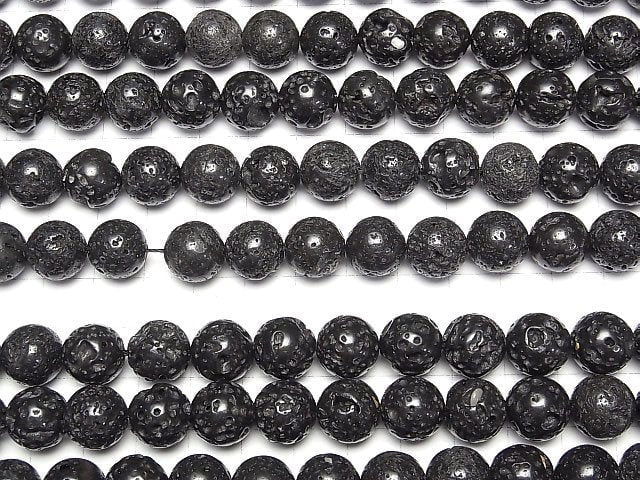 [World Heritage, Mt. Fuji ] Mt.Fuji Lava AA ++ Round 12mm [Our original] half or 1strand beads (aprx.15inch / 38cm)