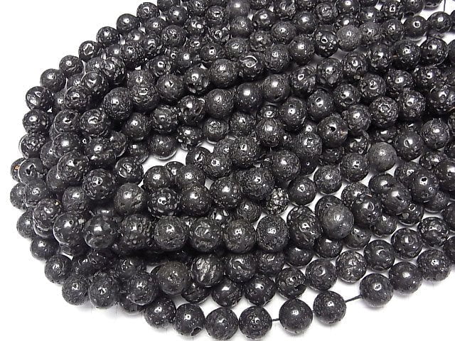 [World Heritage, Mt. Fuji ] Mt.Fuji Lava AA ++ Round 12mm [Our original] half or 1strand beads (aprx.15inch / 38cm)