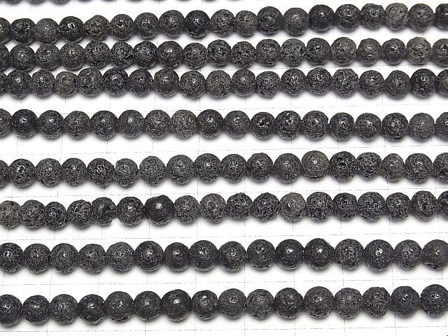 1strand $15.99! [World Heritage, Mt. Fuji ] Mt. Fuji Lava AA + Round 6mm [Our Own Product] 1strand beads (aprx.15inch / 38cm)