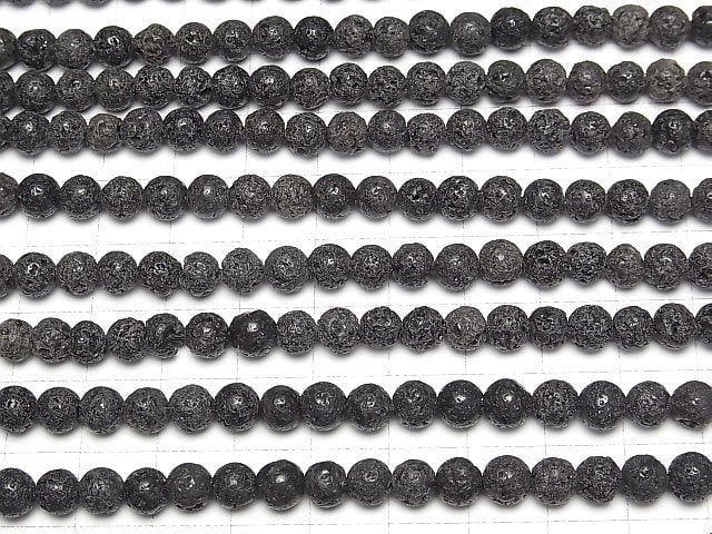 1strand $15.99! [World Heritage, Mt. Fuji ] Mt. Fuji Lava AA + Round 6mm [Our Shop Original] 1strand beads (aprx.15inch / 38cm)