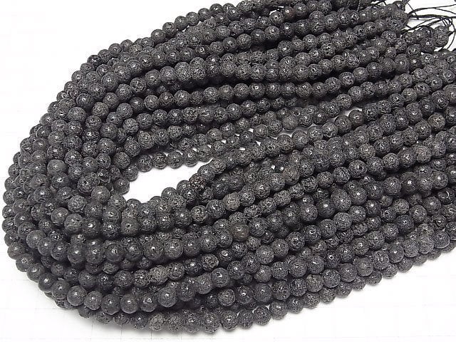 1strand $15.99! [World Heritage, Mt. Fuji ] Mt. Fuji Lava AA + Round 6mm [Our Shop Original] 1strand beads (aprx.15inch / 38cm)