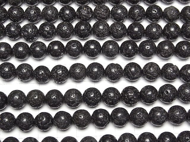 [World Heritage, Mt. Fuji ] Mt. Fuji Lava AA + Round 10mm [our original] half or 1strand beads (aprx.15inch / 38cm)