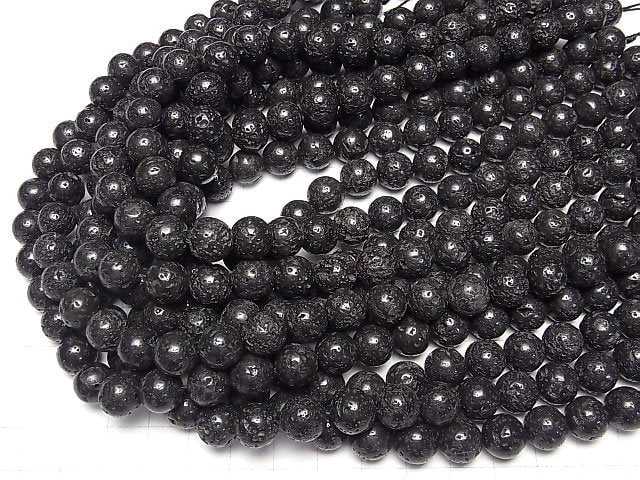 [World Heritage, Mt. Fuji ] Mt. Fuji Lava AA + Round 10mm [our original] half or 1strand beads (aprx.15inch / 38cm)