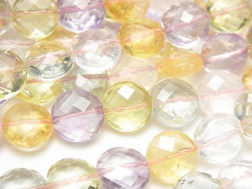 Coin, Mixed Stone Gemstone Beads