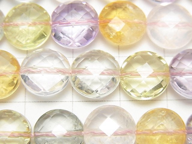 [Video] High Quality Mixed Stone AAA Faceted Coin 10x10x6mm 1/4 or 1strand beads (aprx.15inch/38cm)