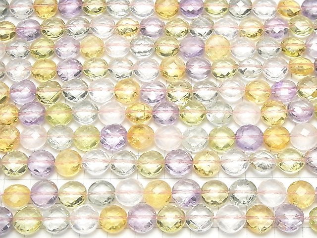 [Video] High Quality Mixed Stone AAA Faceted Coin 10x10x6mm 1/4 or 1strand beads (aprx.15inch/38cm)