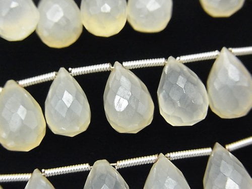 Chalcedony, Drop, Faceted Briolette Gemstone Beads