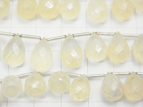 [Video] High Quality White Chalcedony AAA Drop Faceted Briolette Coating half or 1strand beads (aprx.7inch / 18 cm)