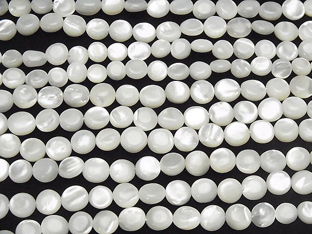 High Quality White Shell (Silver-lip Oyster )AAA Coin -Nugget 1strand beads (aprx.15inch/38cm)