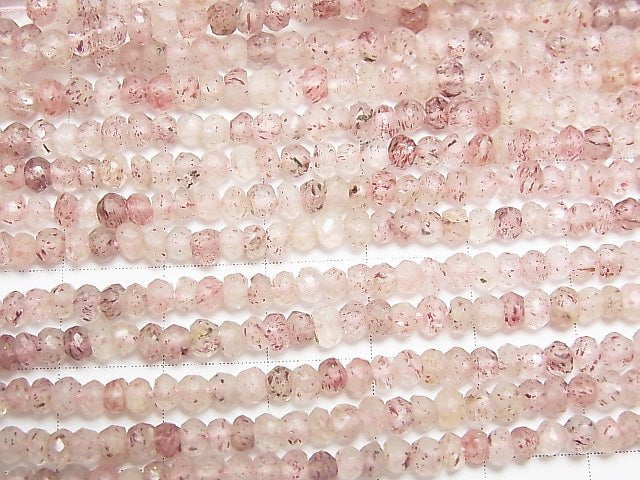 1strand $14.9! Pink Epidote AA Faceted Button Rondelle 1strand beads (aprx.13inch / 31cm)