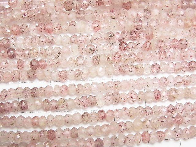 1strand $14.9! Pink Epidote AA Faceted Button Roundel 1strand beads (aprx.13inch / 31cm)