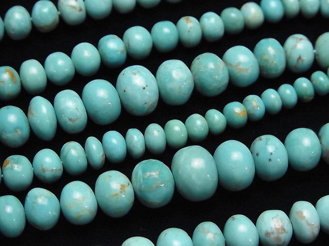 [Video] Arizona Kingman Turquoise AA++ Roundel Size Gradation half or 1strand beads (aprx.16inch/40cm)