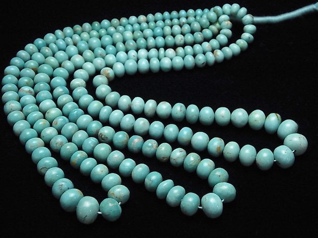 [Video] Arizona Kingman Turquoise AA++ Roundel Size Gradation half or 1strand beads (aprx.16inch/40cm)