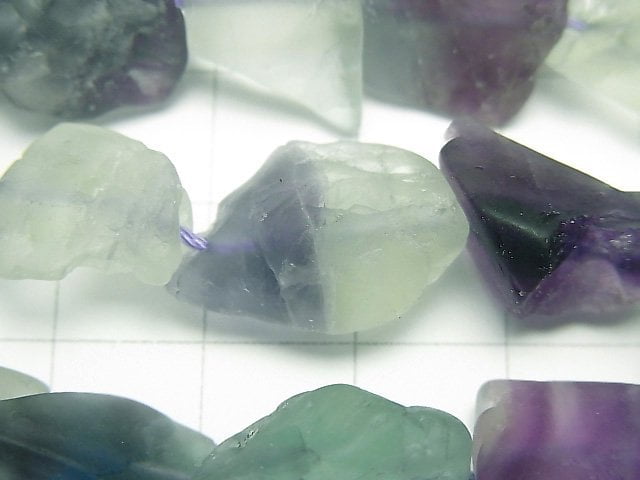 [Video]1strand $8.79! Multicolor Fluorite Rough Rock Nugget [M-L size] 1strand beads (aprx.15inch / 36cm)