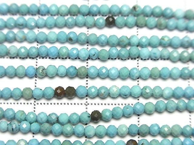 [Video] High Quality! Magnesite Turquoise Faceted Round 2mm 1strand beads (aprx.15inch/37cm)