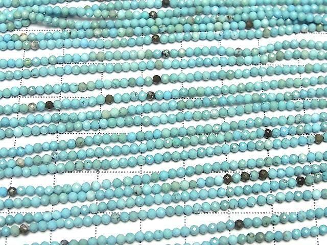[Video] High Quality! Magnesite Turquoise Faceted Round 2mm 1strand beads (aprx.15inch/37cm)