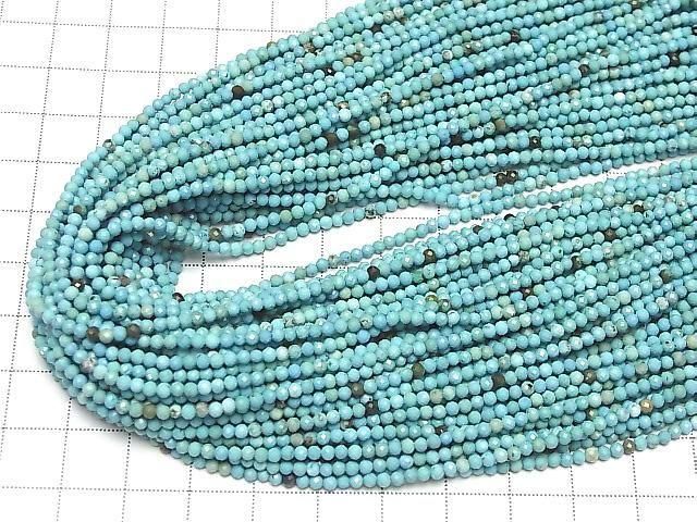 [Video] High Quality! Magnesite Turquoise Faceted Round 2mm 1strand beads (aprx.15inch/37cm)