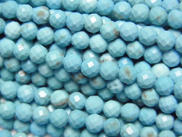 Faceted Round, Magnesite Turquoise Gemstone Beads