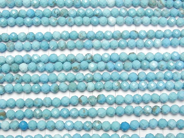 [Video] High Quality!  Magnesite Turquoise  32Faceted Round 4mm 1strand beads (aprx.15inch/37cm)