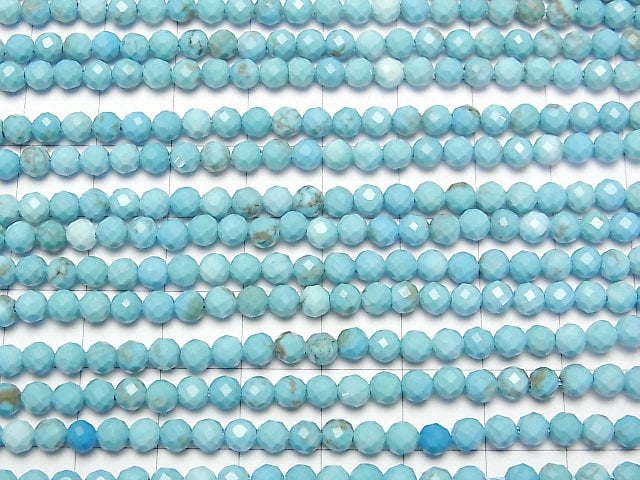 [Video] High Quality!  Magnesite Turquoise  32Faceted Round 4mm 1strand beads (aprx.15inch/37cm)