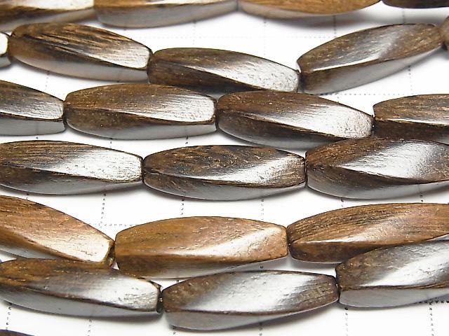 Wood Beads  4Faceted Twist Faceted Rice 20x6x6mm 1strand beads (aprx.15inch/38cm)