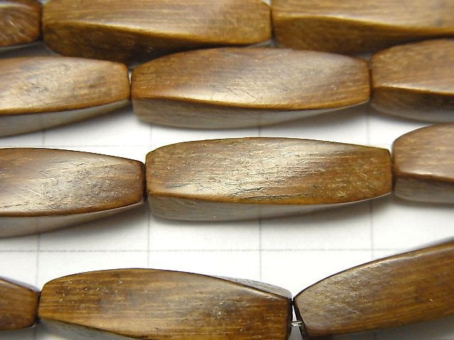 Wood Beads  4Faceted Twist Faceted Rice 20x6x6mm 1strand beads (aprx.15inch/38cm)