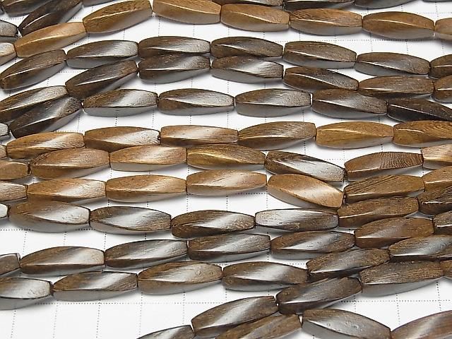 Wood Beads  4Faceted Twist Faceted Rice 20x6x6mm 1strand beads (aprx.15inch/38cm)