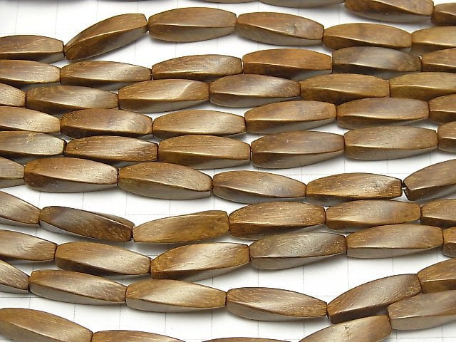 Wood Beads  4Faceted Twist Faceted Rice 20x6x6mm 1strand beads (aprx.15inch/38cm)